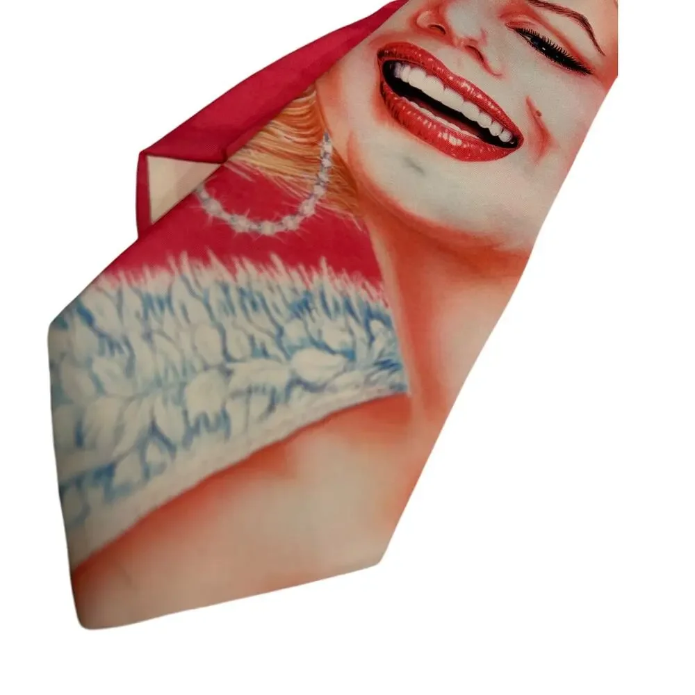 Vintage Ralph Marlin Pink Pin-Up Style Tie Retro Blonde Marylin Monroe‎